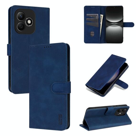 Custodia per telefono in pelle di vitello con texture a vibrazione per Honor X60i AZNS (blu)