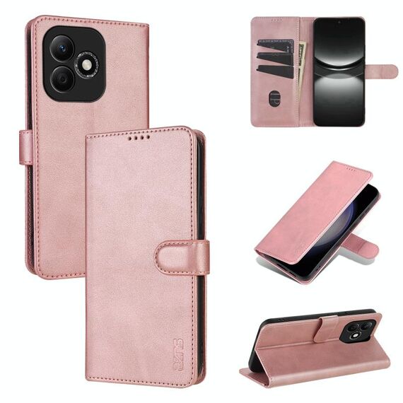 Custodia per telefono in pelle di vitello con texture a conchiglia per Honor X60i AZNS (oro rosa)