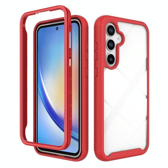 Per Samsung Galaxy A35 5G Starry Sky Tinta Unita Antiurto TPU Trasparente Custodia per PC (Rosso)