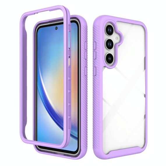 Per Samsung Galaxy A35 5G Starry Sky Tinta Unita Antiurto TPU Trasparente PC Custodia per Telefono (Viola)