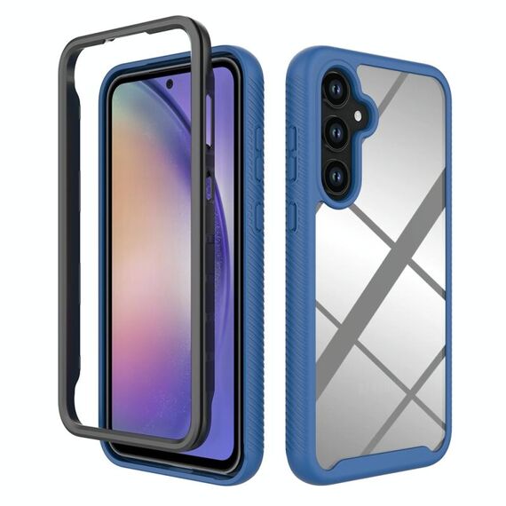 Per Samsung Galaxy A55 5G Starry Sky Custodia per telefono in TPU trasparente antiurto in tinta unita per PC (blu scuro)