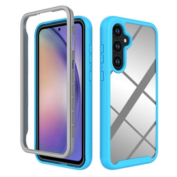 Per Samsung Galaxy A55 5G Starry Sky Custodia per telefono in TPU trasparente antiurto in tinta unita per PC (blu cielo)