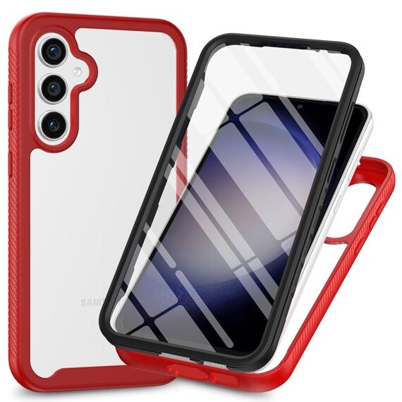 Per Samsung Galaxy A55 5G Starry Sky Solid Color Series Custodia per telefono in PC + TPU con pellicola in PET (rosso)
