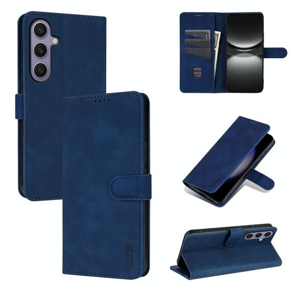 Per Samsung Galaxy S25+ 5G AZNS Custodia per telefono in pelle di vitello con texture a vibrazione (blu)