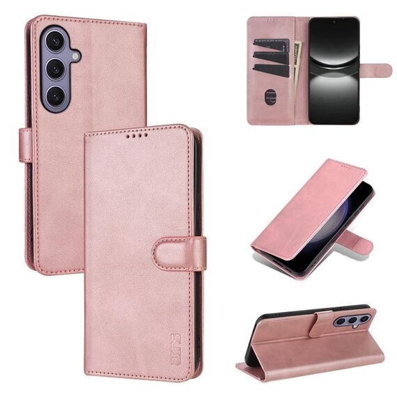 Per Samsung Galaxy S25+ 5G AZNS Custodia in pelle con texture di vitello e pelle di vitello (oro rosa)
