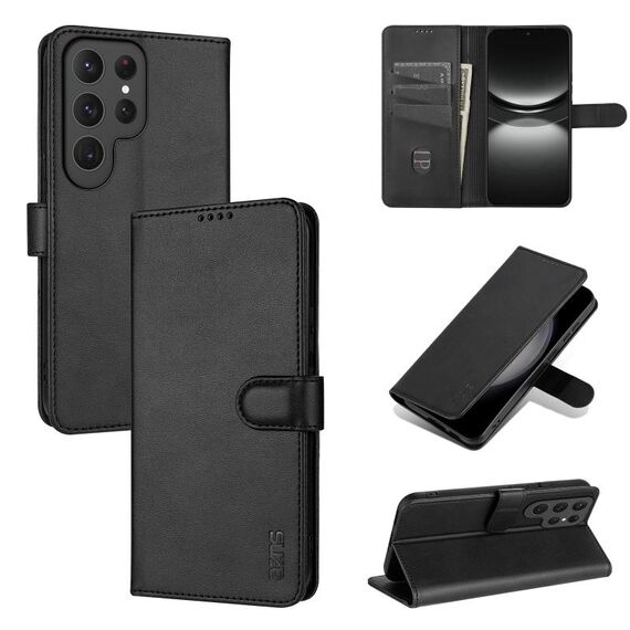 Per Samsung Galaxy S25 Ultra 5G AZNS Custodia per telefono in pelle di vitello con texture a vibrazione (nero)