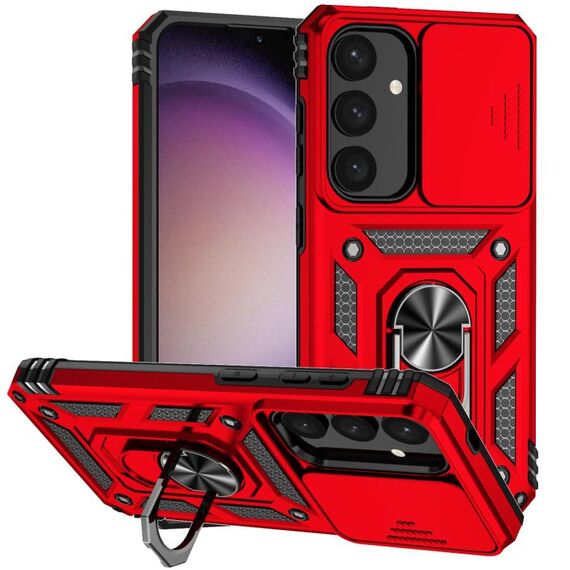 Per Samsung Galaxy S25 5G Custodia per telefono con supporto scorrevole Camshield (rosso)
