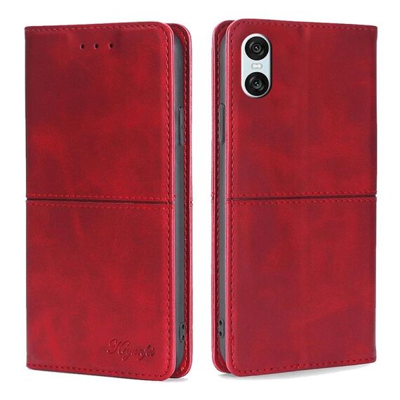 Per Sony Xperia 10 VI Custodia magnetica in pelle con texture mucca (rosso)