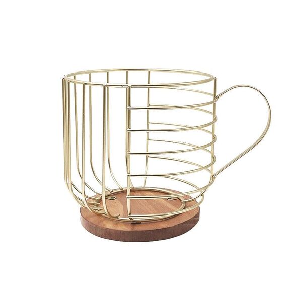 Coffee Companion Storage Rack Cestino portaoggetti da cucina a forma di tazza, colore: oro No Words