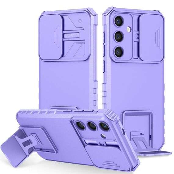 Per Samsung Galaxy S25 5G Custodia per telefono con supporto stereoscopico scorrevole Camshield (viola)