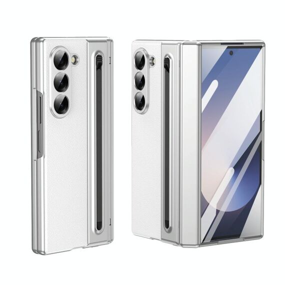 Per Samsung Galaxy Z Fold6 Custodia per telefono integrata in PC + PU con penna / scatola per penna (bianca)
