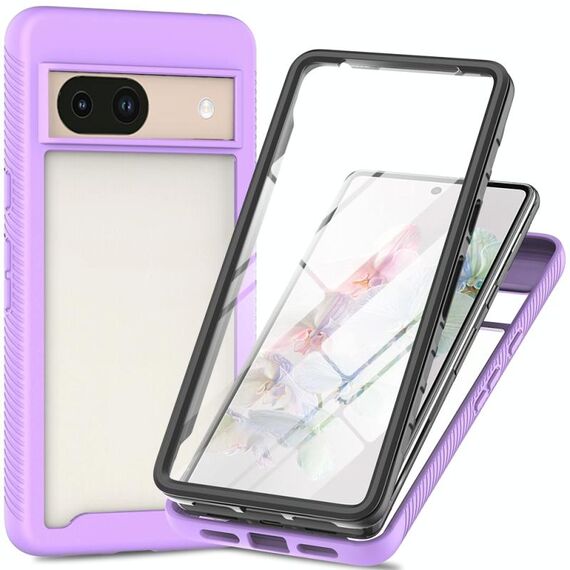 Per Google Pixel 8a Starry Sky Solid Color Series Custodia per telefono in PC + TPU con pellicola in PET (viola)