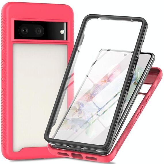 Per Google Pixel 8 Starry Sky Solid Color Series PC + TPU Custodia per telefono con pellicola PET (rosa)