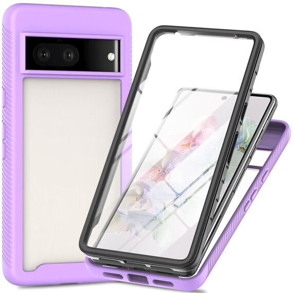 Per Google Pixel 8 Starry Sky Solid Color Series Custodia per telefono in PC + TPU con pellicola PET (viola)