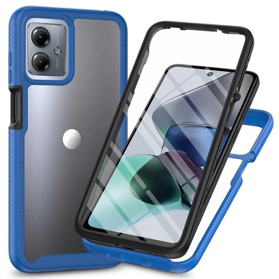 Per Motorola Moto G14 Starry Sky Solid Color Series Custodia per telefono in PC + TPU con pellicola PET (blu reale)