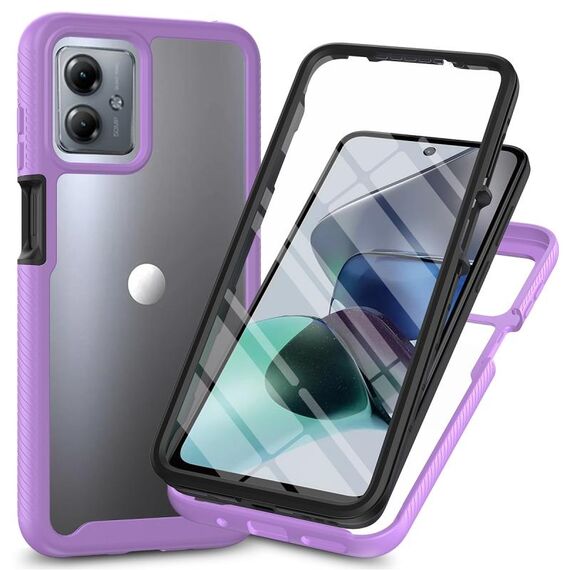 Per Motorola Moto G14 Starry Sky Solid Color Series Custodia per telefono in PC + TPU con pellicola PET (viola)