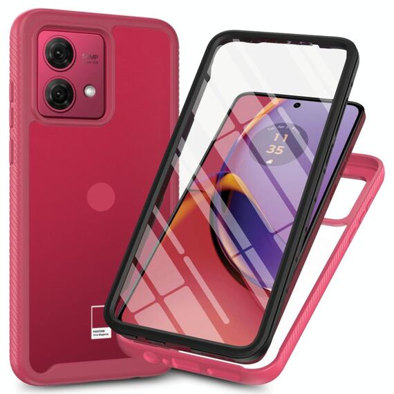 Per Motorola Moto G84 Starry Sky Solid Color Series Custodia per telefono in PC + TPU con pellicola PET (rosa)