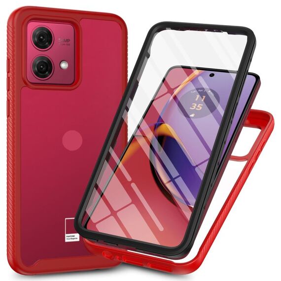 Per Motorola Moto G84 Starry Sky Solid Color Series Custodia per telefono in PC + TPU con pellicola PET (rosso)