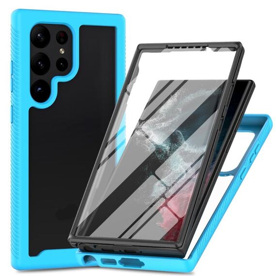 Per Samsung Galaxy S24 Ultra 5G Starry Sky Solid Color Series Custodia per telefono in PC + TPU con pellicola in PET (blu cielo)