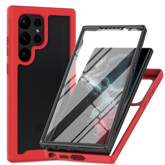 Per Samsung Galaxy S24 Ultra 5G Starry Sky Solid Color Series Custodia per telefono in PC + TPU con pellicola in PET (rosso)