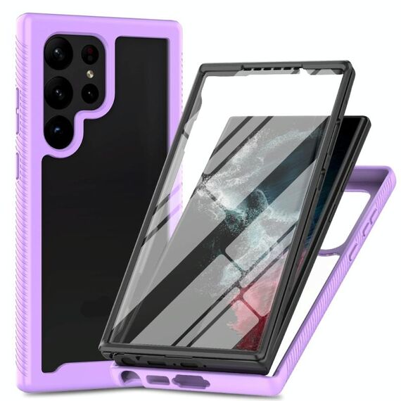 Per Samsung Galaxy S24 Ultra 5G Starry Sky Solid Color Series Custodia per telefono in PC + TPU con pellicola PET (viola)