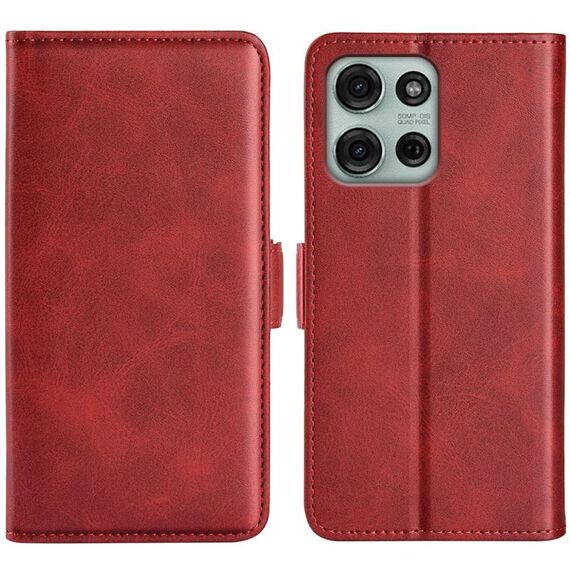 Per Motorola Moto G75 5G Custodia in pelle con chiusura magnetica orizzontale a doppio lato (rosso)