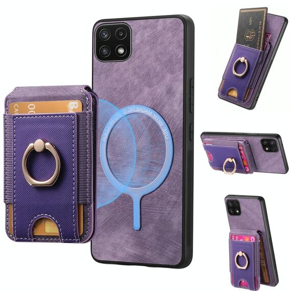 Per Samsung Galaxy A22 5G Retro Custodia in pelle con supporto magnetico divisibile (viola)