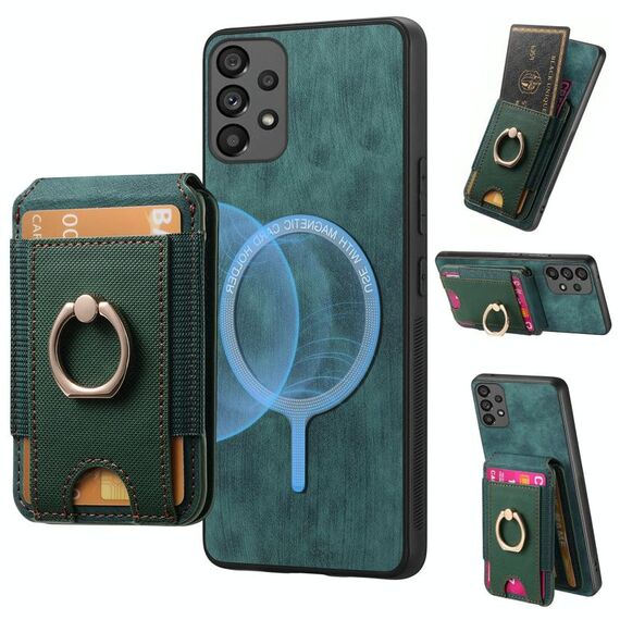 Per Samsung Galaxy A32 5G Retro Custodia Magnetica Divisibile con Supporto per Carte in Pelle per Telefono (Verde)