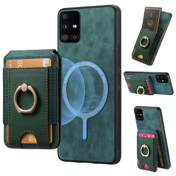 Per Samsung Galaxy A51 5G Retro Custodia Magnetica Divisibile con Supporto per Carte in Pelle per Telefono (Verde)