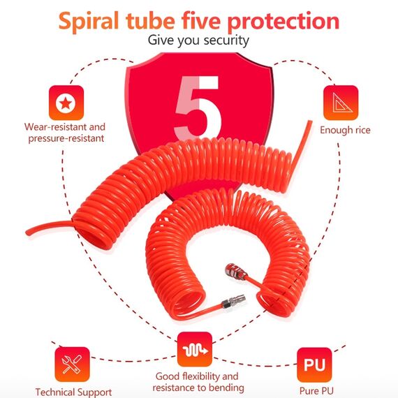 Compressore LAIZE Tubo a molla in PU flessibile ad aria con connettore, specifica: 12x8 mm, 6 m