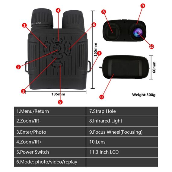 Dispositivo di visione notturna a infrarossi binoculare HD da caccia all'aperto NV7000 2.7K