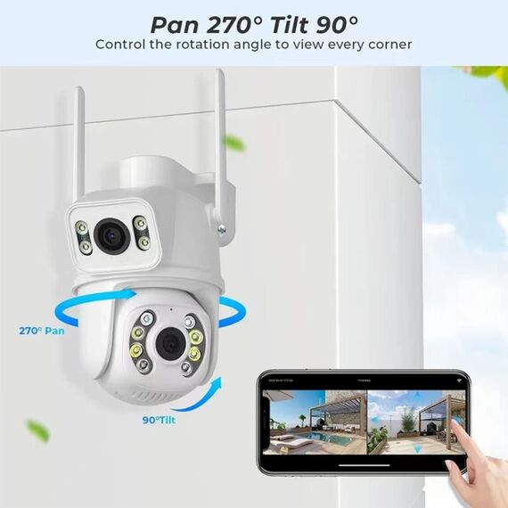 La doppia fotocamera WiFi QX95 da 6 MP supporta l'interfono vocale bidirezionale e il riconoscimento AI (spina AU)