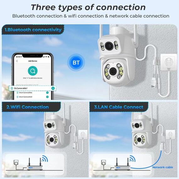 La doppia fotocamera WiFi QX95 da 6 MP supporta l'interfono vocale bidirezionale e il riconoscimento AI (spina AU)