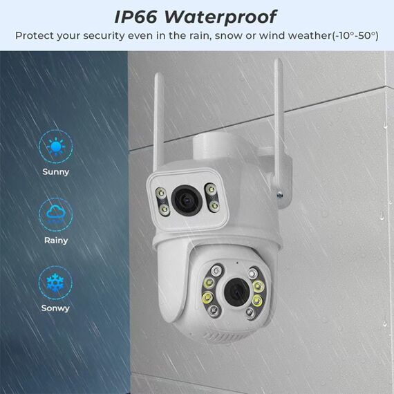 La doppia fotocamera WiFi QX95 da 6 MP supporta l'interfono vocale bidirezionale e il riconoscimento AI (spina AU)