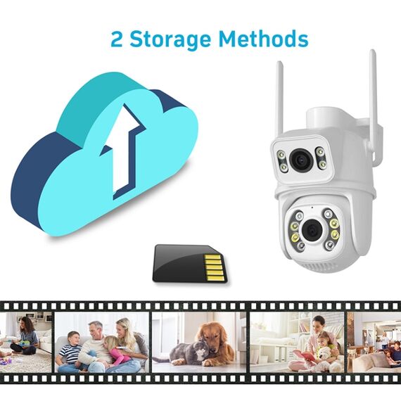 La doppia fotocamera WiFi QX95 da 6 MP supporta l'interfono vocale bidirezionale e il riconoscimento AI (spina AU)