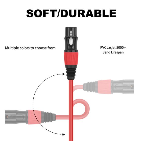 6 colori / set JC1015 XLR 3 pin maschio a femmina cavo audio, lunghezza: 1,8 m EDA006916402