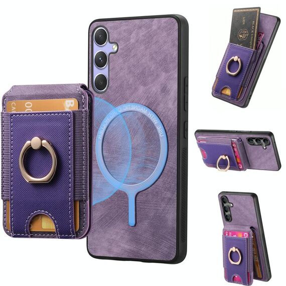 Per Samsung Galaxy A13 5G / A04s Retro Custodia in pelle con supporto magnetico divisibile (viola)