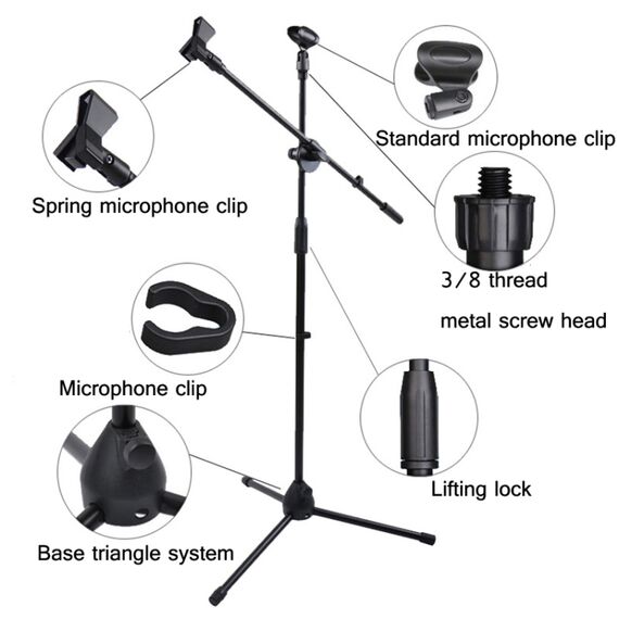 Supporto per microfono da palco treppiede verticale TBD0557049802