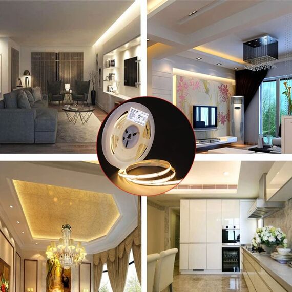 Striscia LED COB adesiva 1m 24V, 320 LED, 12W, 6000K, larghezza 8mm