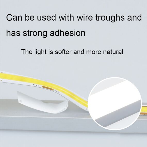 Striscia LED COB adesiva 1m 24V, 320 LED, 12W, 6000K, larghezza 8mm