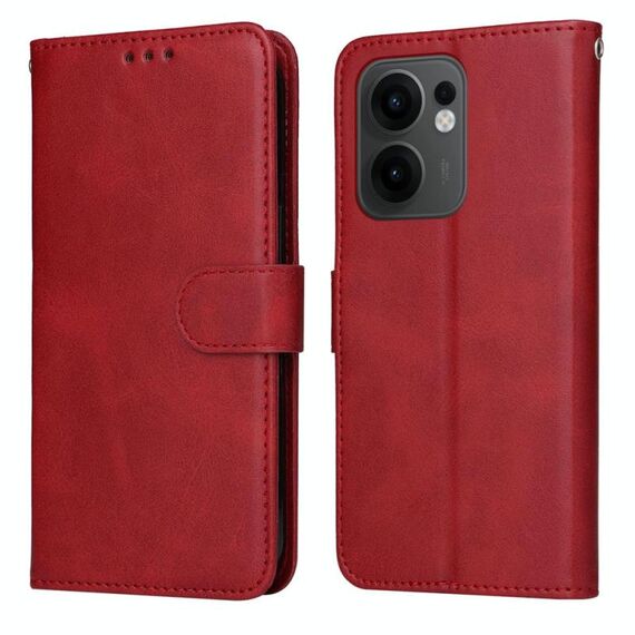 Per OPPO Reno13 F 4G / 5G Custodia per telefono in pelle con texture di vitello classica (rosso)