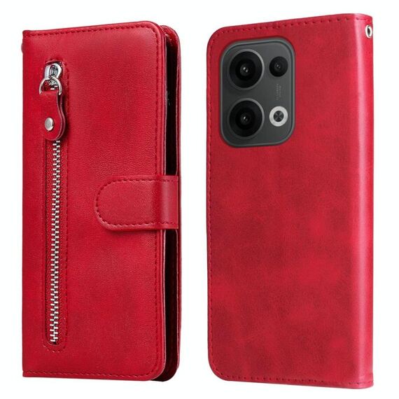 Per OPPO Reno13 Global Fashion Calf Texture Custodia per telefono in pelle con cerniera (rosso)