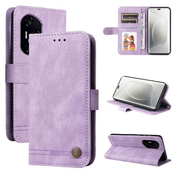 Custodia in pelle con bottoni in metallo per Honor 300 Ultra Skin Feel Life Tree (viola)