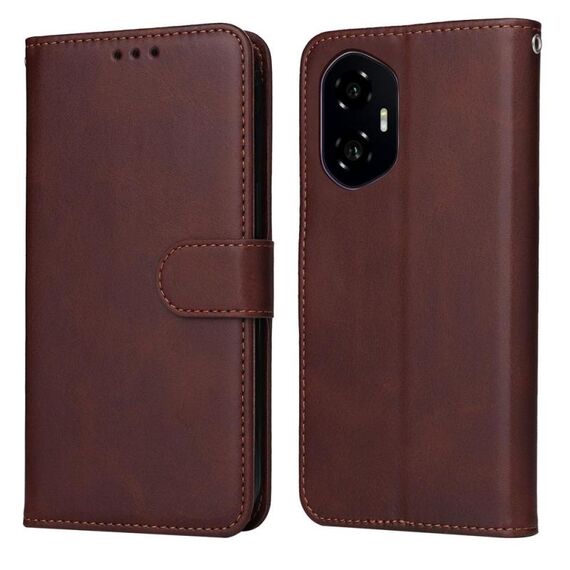 Custodia per telefono in pelle con texture di vitello classica per Honor 300 (marrone)