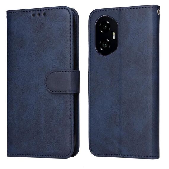 Custodia per telefono in pelle con texture di vitello classica per Honor 300 (blu)