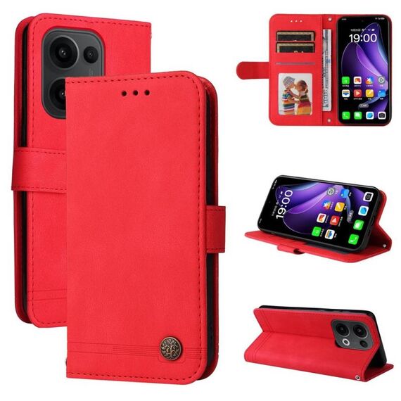 Per OPPO Reno13 Global Skin Feel Life Tree Custodia in pelle con bottoni in metallo (rosso)
