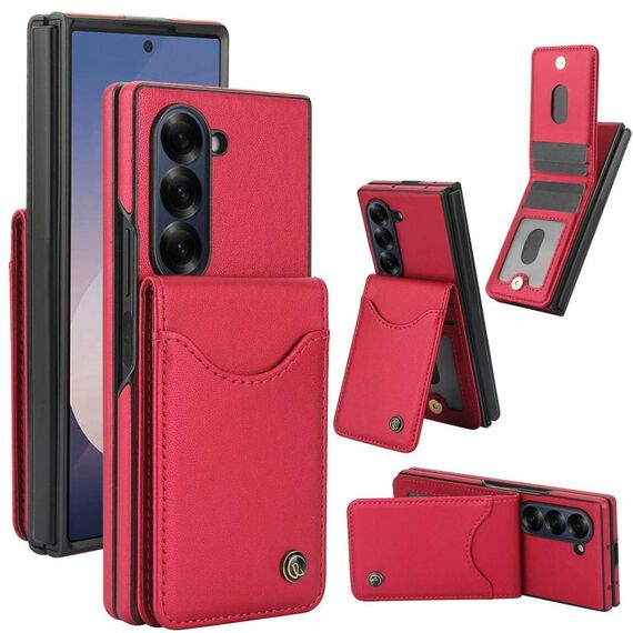 Per Samsung Galaxy Z Fold5 AwQuer AW006-R20 RFID Vertical Flip Card Bag Holder Custodia in pelle per telefono (rosso)
