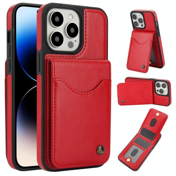 Per iPhone 14 Pro AwQuer Vertical Flip Card Bag Holder Custodia in pelle per telefono (rosso)