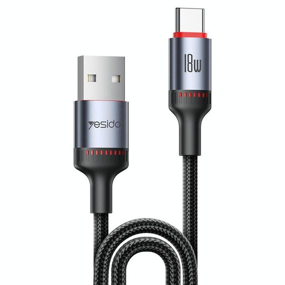 Cavo dati di ricarica Yesido CA130C 18W 3A USB a USB-C / Type-C, lunghezza: 2 m (nero)