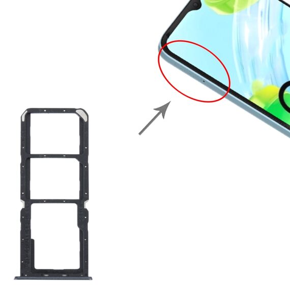 Vassoio SIM + Micro SD di Ricambio per Realme C30 - Nero SPS5706B